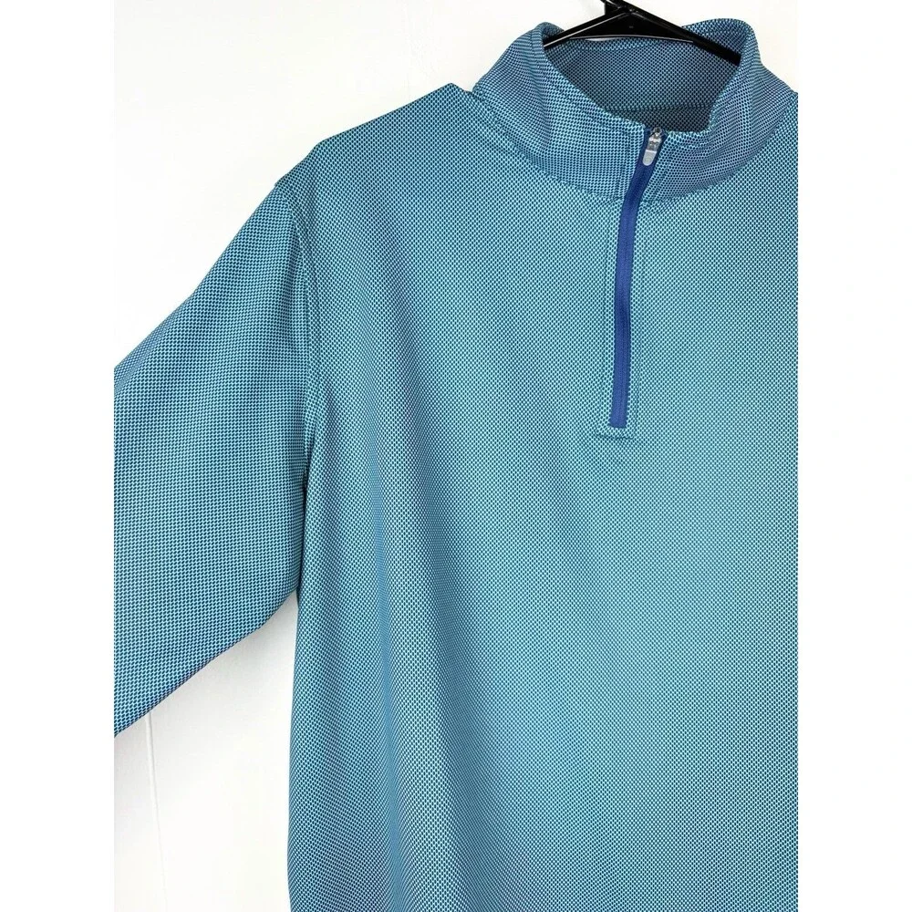Peter Millar Men's Performance Quarter Zip MED Long Sleeve Green Teal
